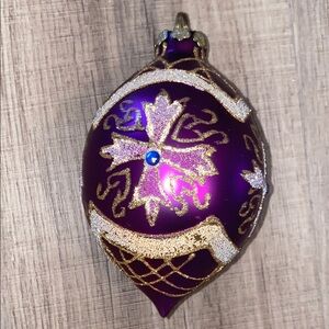 Purple and Gold Glitter Holiday Ornament